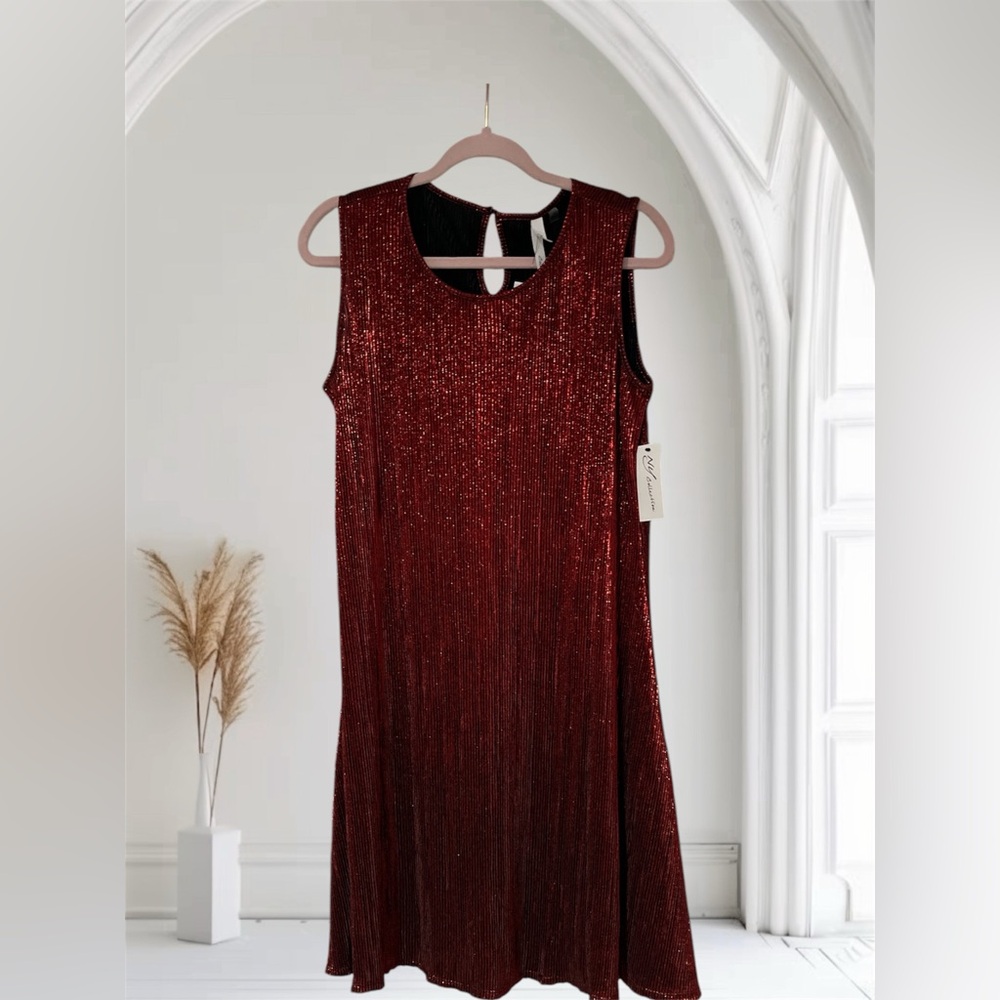 NY Collection Red Sheath Midi Dress